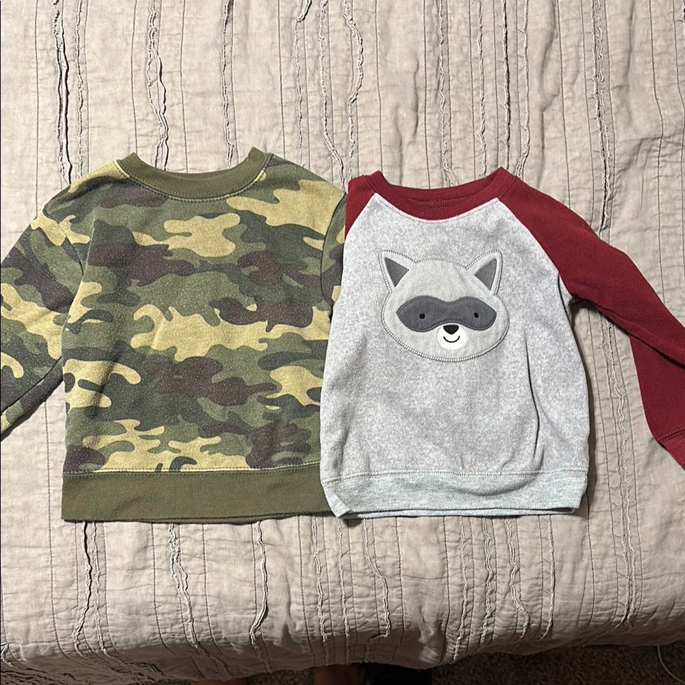 Toddler Camouflage and Raccoon Sweatshirts 18 Month Bundle